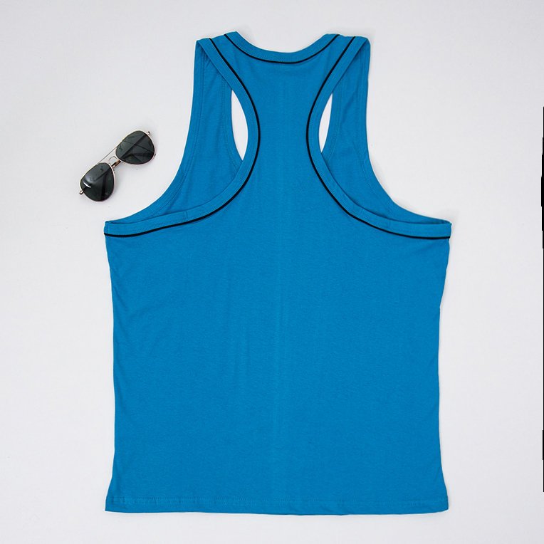 Tricou fără mâneci din bumbac turcoaz pentru bărbați - Îmbrăcăminte