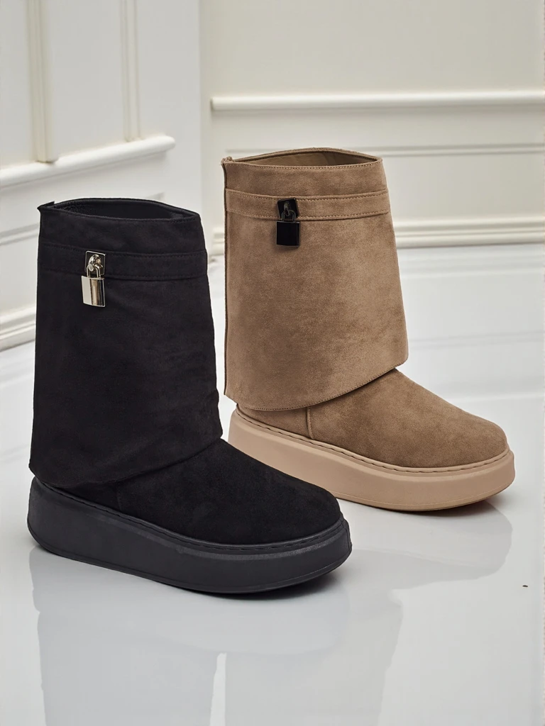 Cizme scurte tip snowboots pentru femei cu parte superioară detașabilă Elizze