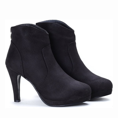 Czarne botki na szpilce Nataly - Obuwie