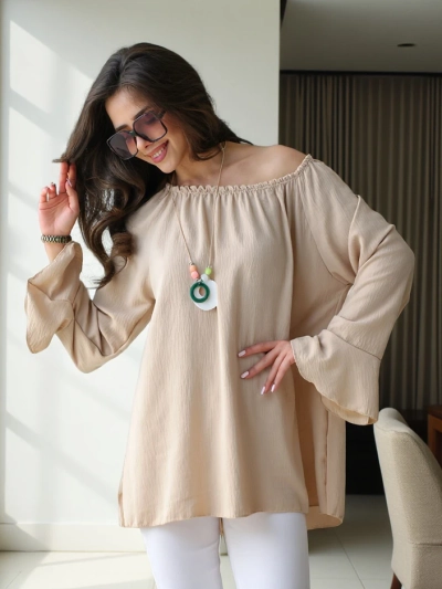 Royalfashion Bluză pentru femei cu umerii descoperiți și volane