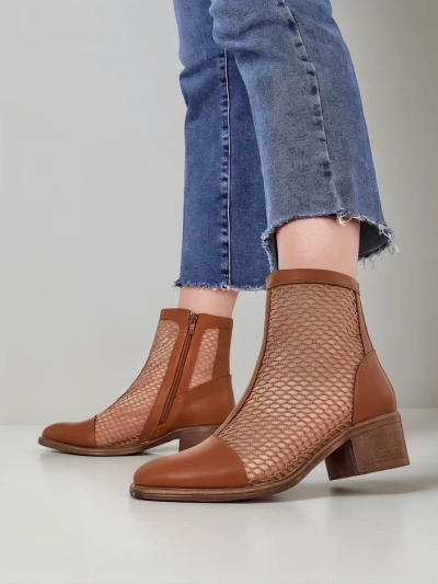 Botine perforate pentru femei Royalfashion cu toc jos Rowices