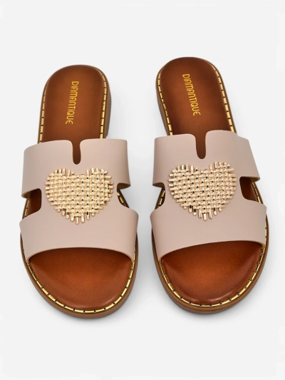 Papuci Royalfashion pentru femei cu inimă Inimă Aurie