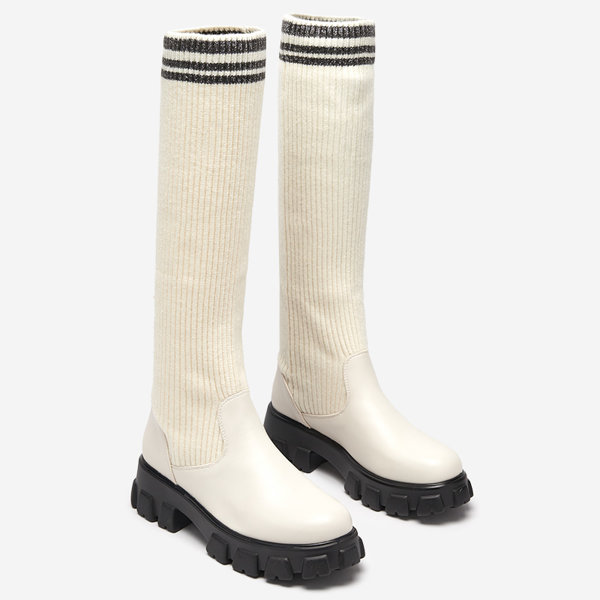 OUTLET Cizme de dama slip-on in culoare ercu Alerpi- Incaltaminte