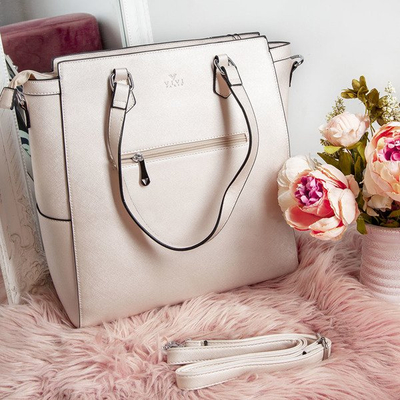 Geantă de mână mare aurie cu motiv floral - Genti de mână