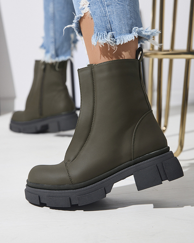 Cizme înalte izolate pentru femei, de culoare verde închis Slovys- Footwear