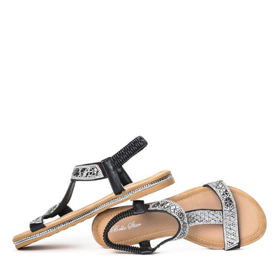Czarne sandały z cyrkoniami Janita - Obuwie