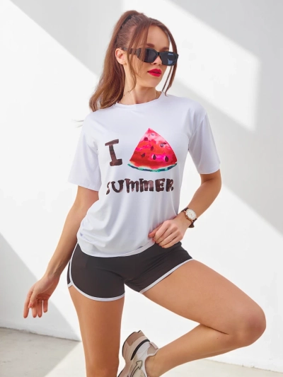 Royalfashion Set Sportiv pentru Femei cu Tricou și Șorturi Pepene
