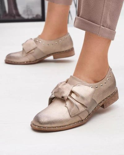 Pantofi de damă aurii cu fundă Entera - Încălțăminte