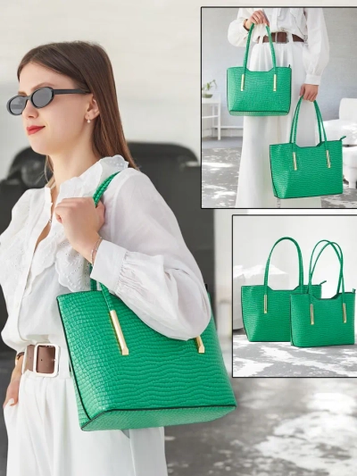 Royalfashion geantă de damă din piele ecologică cu două straturi, cu embossing