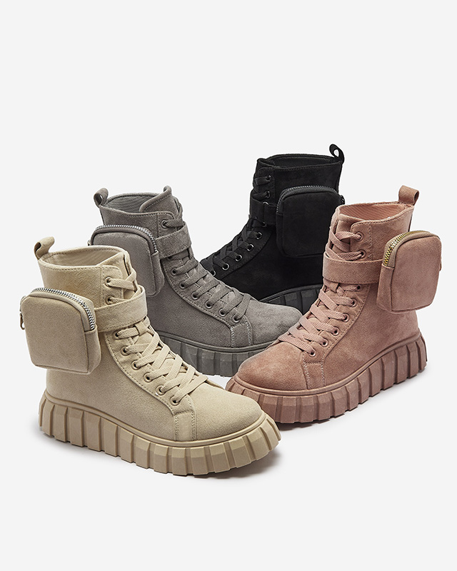 Cizme de damă cu săculeț, de culoare neagră Sauups- Footwear