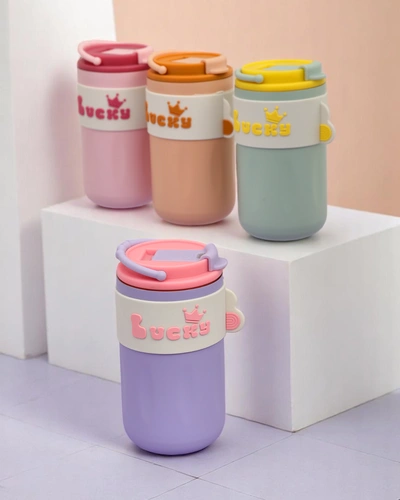 Royalfashion Cană termică cu un coș, pai și gură Happy Dog