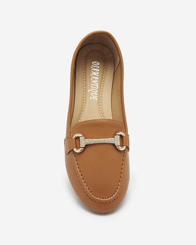 Mocasini de damă cu ornament de culoare camel Sonana- Footwear