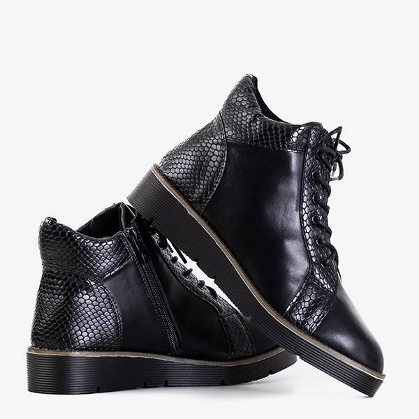 Cizme dantelate negre pentru femei Materam - încălțăminte