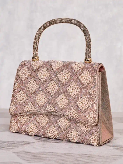 Royalfashion Geantă mică de femei cu zirconii și perle