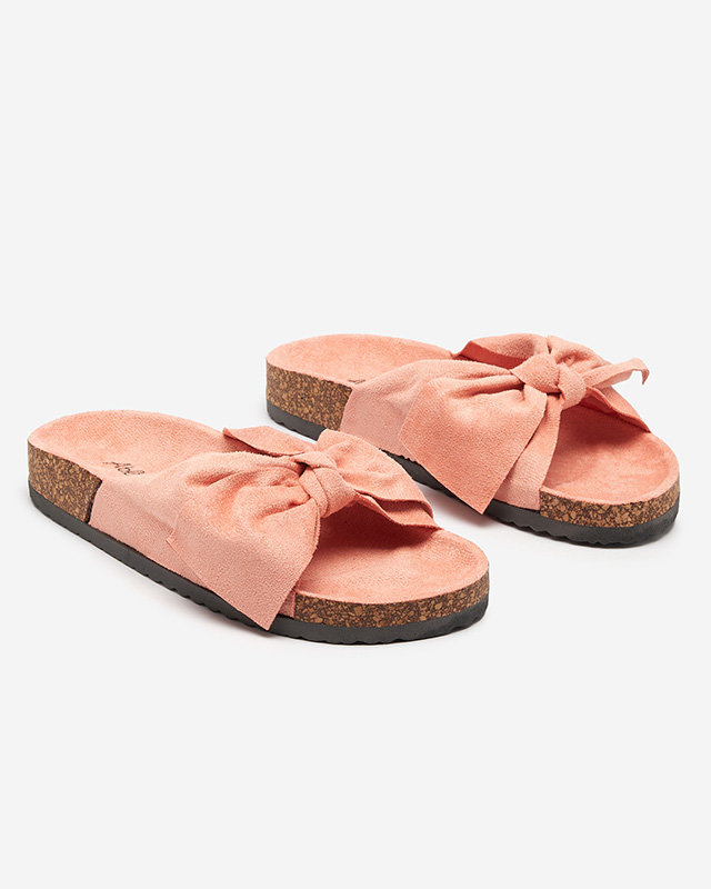 OUTLET Papuci roz cu fundita Montiana - Pantofi