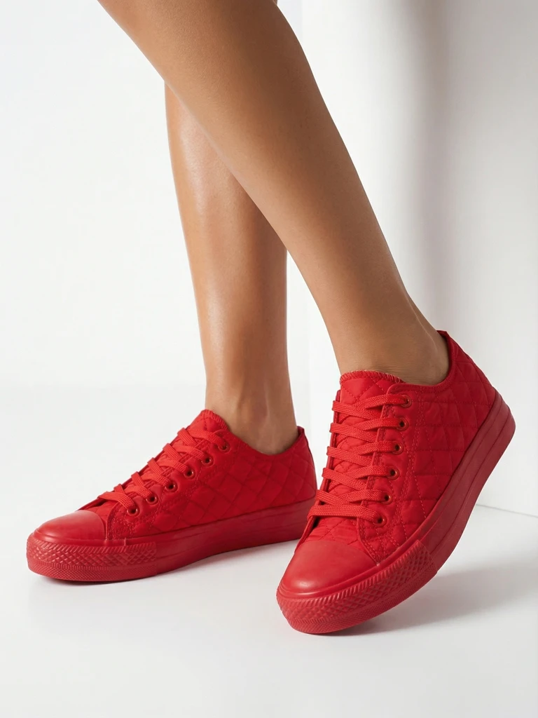 Tenisi de Damă Stella Roșii din Material Textil Sport pentru Vară