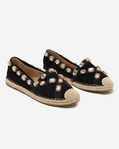 OUTLET Espadrile de dama negre cu cristale Wamba - Incaltaminte