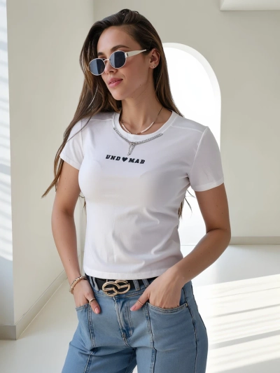 Royalfashion Top de bumbac pentru femei cu imprimeu