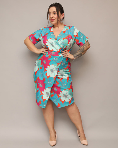 Royalfashion Rochie de damă din țesătură florală PLUS SIZE