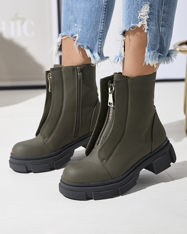 Cizme înalte izolate pentru femei, de culoare verde închis Slovys- Footwear