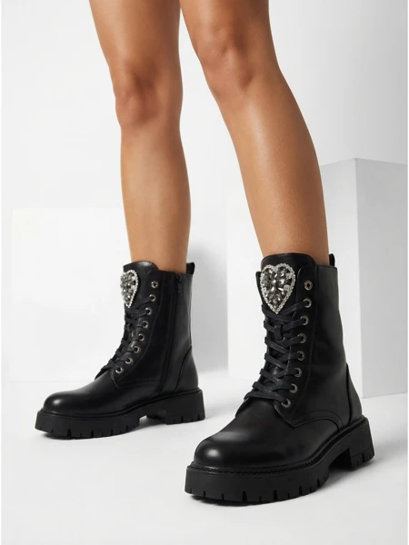 Botki Damskie Luna Czarne Skórzane Eleganckie na Jesień