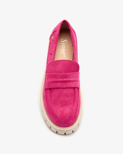 Royalfashion Eco mocasini din piele de căprioară fucsia pentru femei Siherta