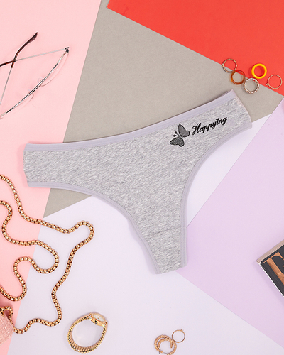 Chiloți de damă clasici, din bumbac, gri - Lenjerie intimă