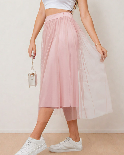 Royalfashion Fustă midi cu două straturi pentru femei