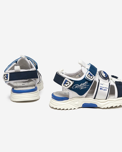 Sandale pentru băieți albe și bleumarin cu Velcro Roser-Footwear