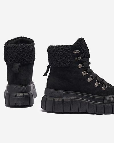 Botine Dama Diana Negre Piele Confortabile de Iarna