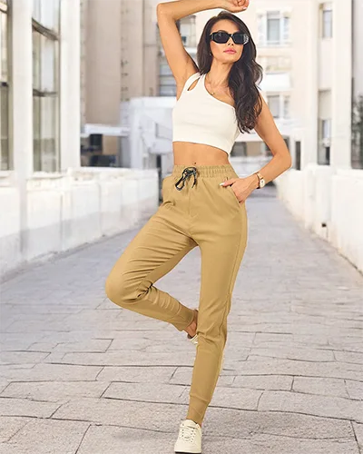 Royalfashion Pantaloni drepți din țesătură pentru femei