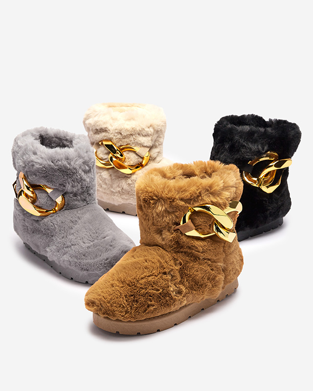 Cizme de zăpadă negre pentru femei cu blană Sattopa- Footwear