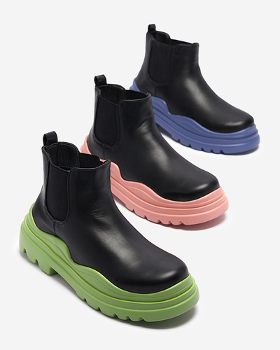 Cizme negre de damă cu slip-on pe talpă Beja mov - Încălțăminte