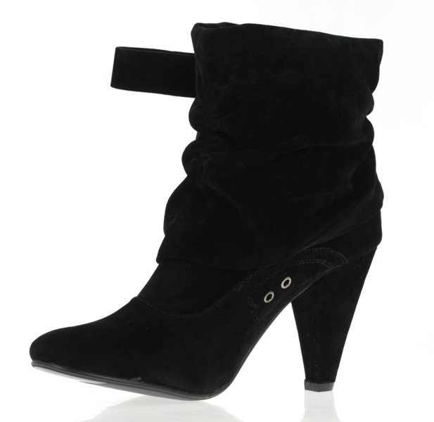 Czarne botki na grubszej szpilce - Obuwie