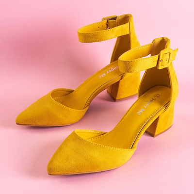 Sandale galbene pentru femei pe stâlp Juti - Încălțăminte