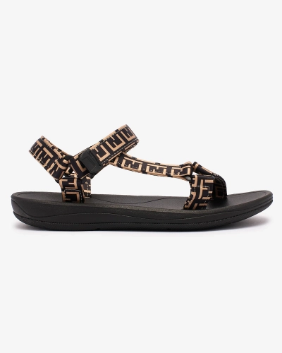 Royalfashion Sandale sport de damă negre și maro cu imprimeu Iberifa