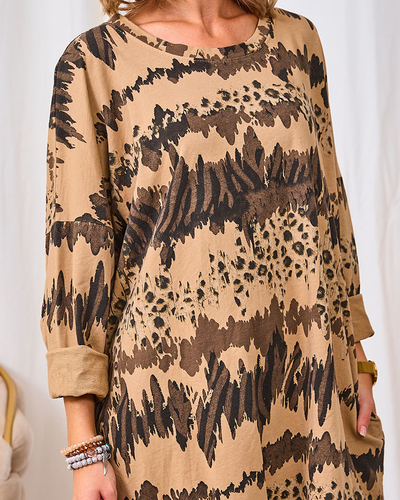 Royalfashion Rochie de damă cu model maro deschis