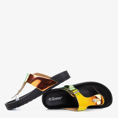 OUTLET Sandale holografice negre pentru femei cu cataramă Manila - Încălțăminte