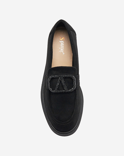 Mocasini negri pentru femei cu ornament Fogras- Footwear