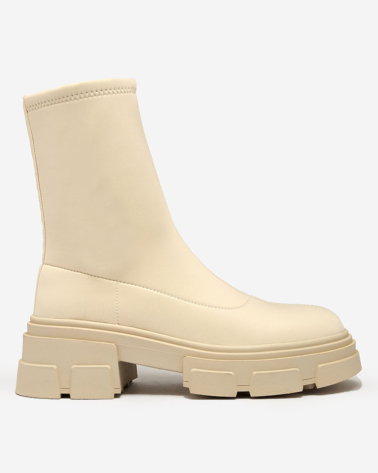 Royalfashion Cizme eco-suede pentru femei, bej Classy Girl