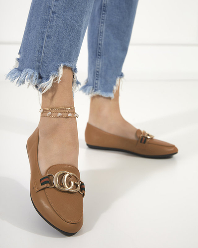 Mocasini de dama cu decor camel Meneris - Incaltaminte
