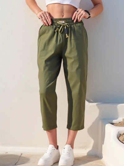 Pantaloni drepți din țesătură pentru femei Royalfashion 7/8