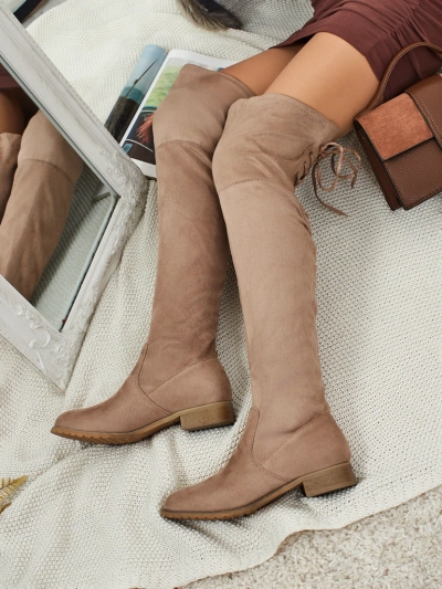 Cizme de damă peste genunchi din piele ecologică întoarsă Denvoria