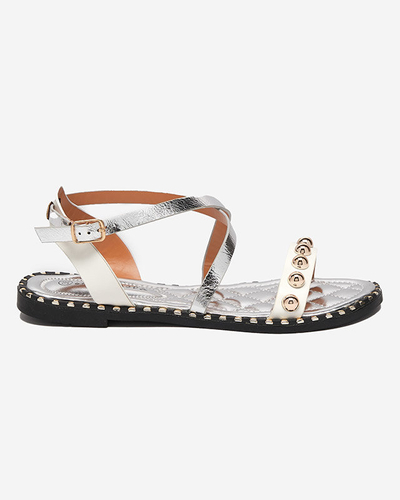 OUTLET Alb - sandale de dama argintii cu jeturi Hanim- Incaltaminte