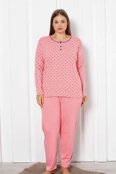 Royalfashion Set de pijamale din bumbac pentru femei, 2 piese, cu inimi MARIME MARE