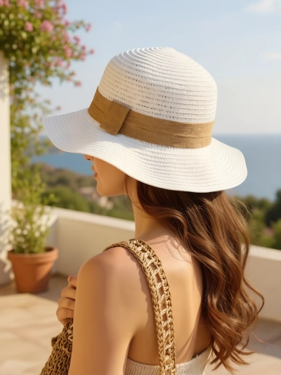 Royalfashion Pălărie de paie pentru femei Ribbon Whisper