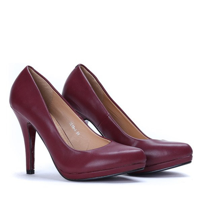 Bordowe, matowe czółenka na szpilce Yunona- Obuwie