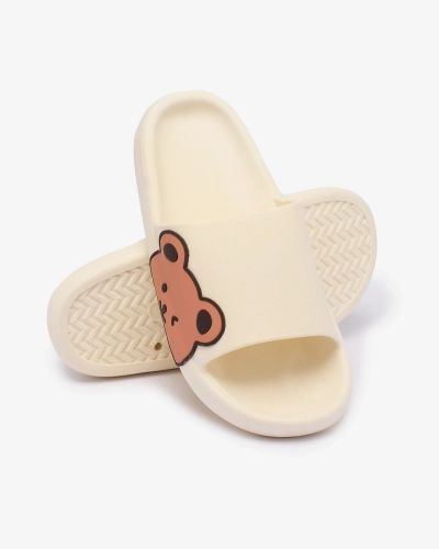 Royalfashion Șlapi de cauciuc albi pentru femei cu ursuleț Levekki