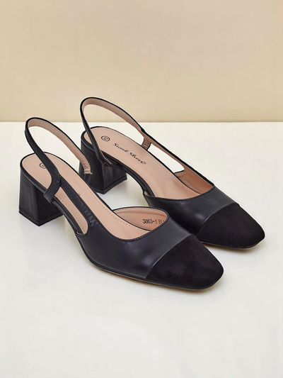 Royalfashion Zapatos de salón de tacón bajo con adorno en la puntera Eleganzo para mujer
