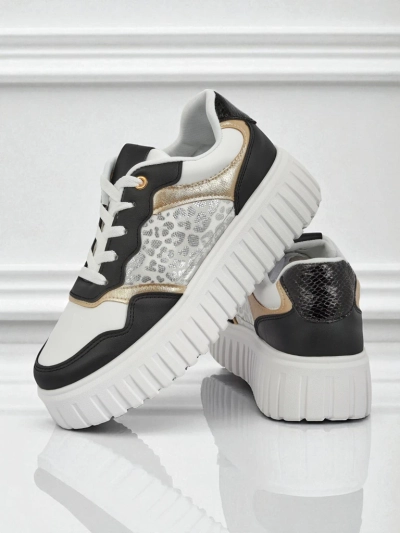 Damskie sneakersy Royalfashion Callista platforma czarne skóra eko rozmiar 40